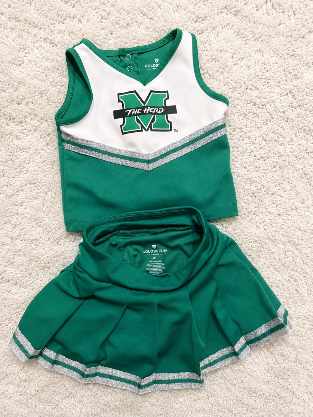 3T Colosseum Green & White Cheer Outfit with 'The Herd' Emblem
